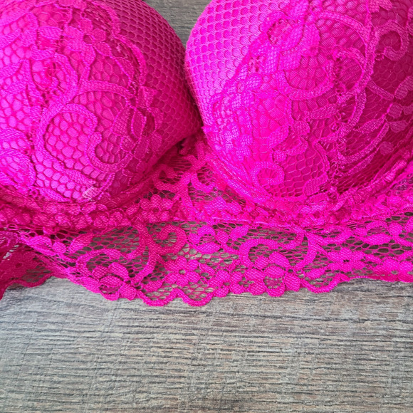 Bebe Bra 36C Underwire Floral Pink Lace Nylon‎ Spandex Blend Opaque - Picture 13 of 14